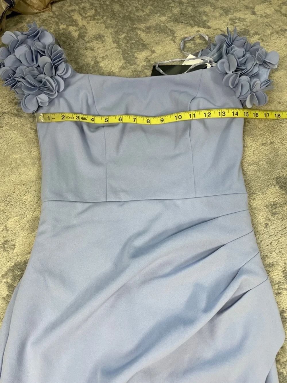 NWT Xscape Off The Shoulder Ruffle Scuba Crepe Gown Dress Periwinkle Purple 4